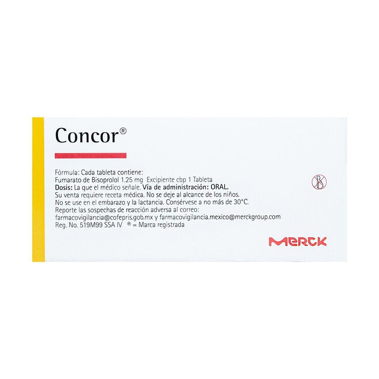 Concor 1.25 mg 30 Tabletas Concor 1.25 mg 30 Tabletas