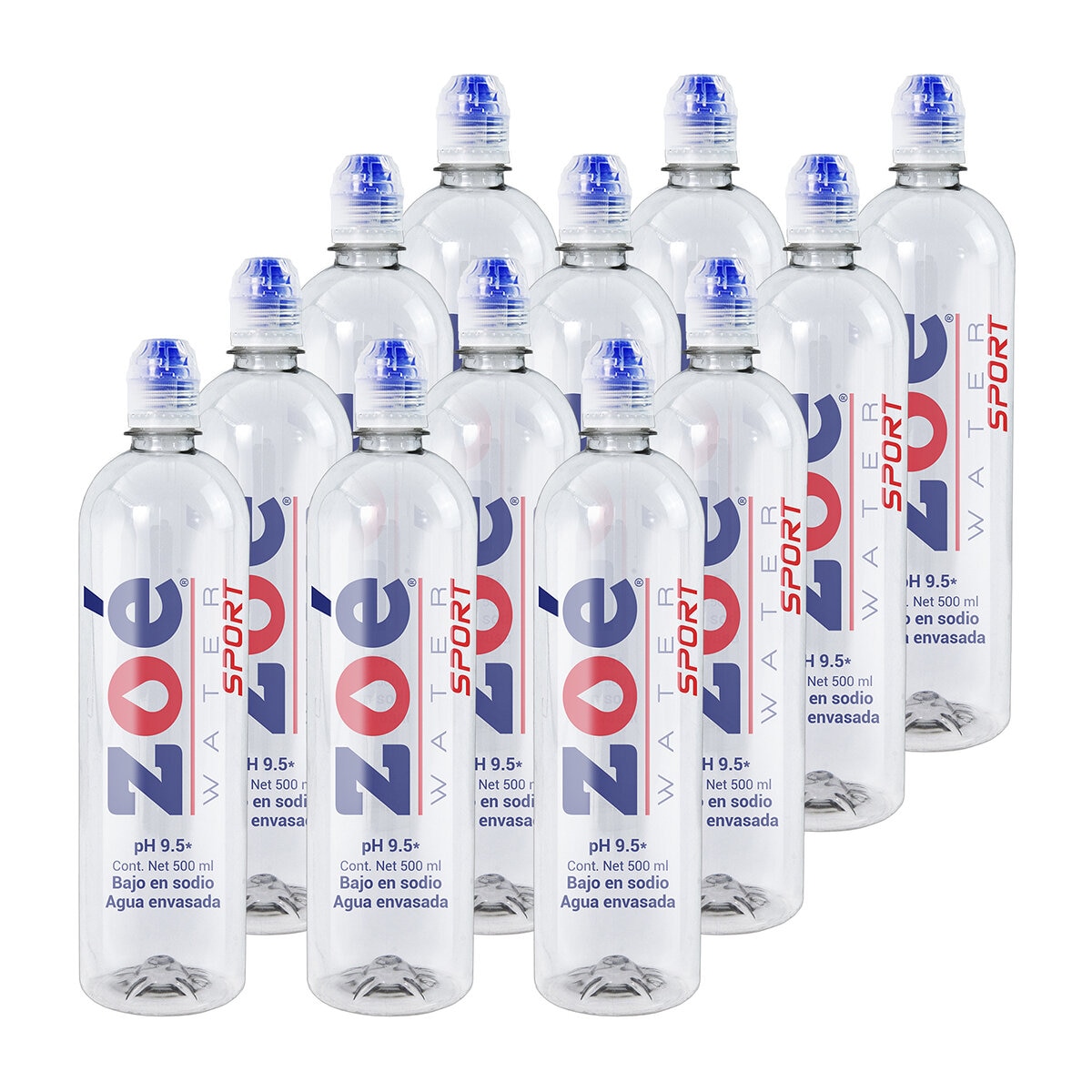 Zoé Water Sport Agua Alcalina 12 pzs de 500 ml