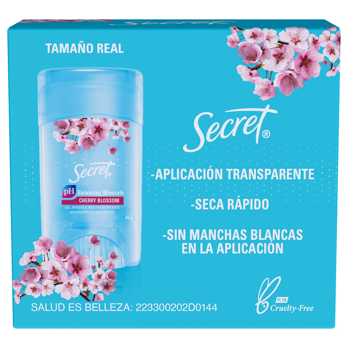 Antitranspirante Secret Cherry Blossom Gel Invisible 6 pzas de 45 g c/u