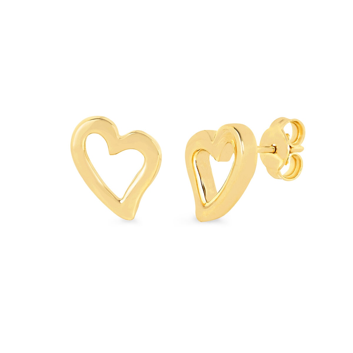 Aretes de Corazon, Oro Amarillo 14K Aretes de Corazon, Oro Amarillo 14K