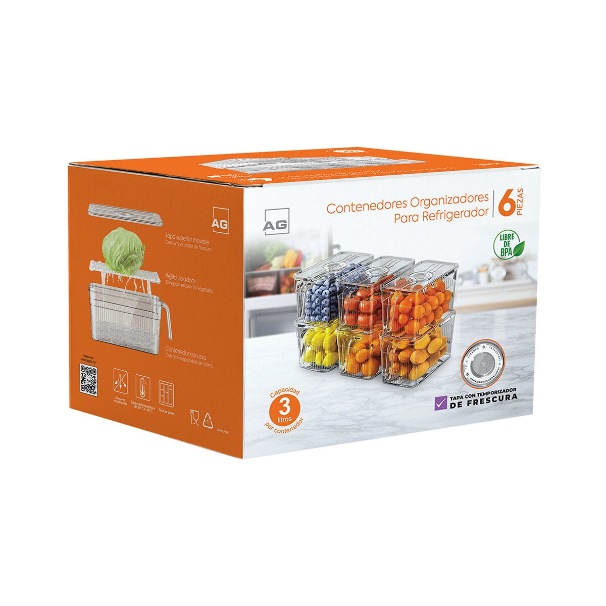 AG Box, Organizador para Refrigerador, 6 Piezas AG Box, Organizador para Refrigerador, 6 Piezas