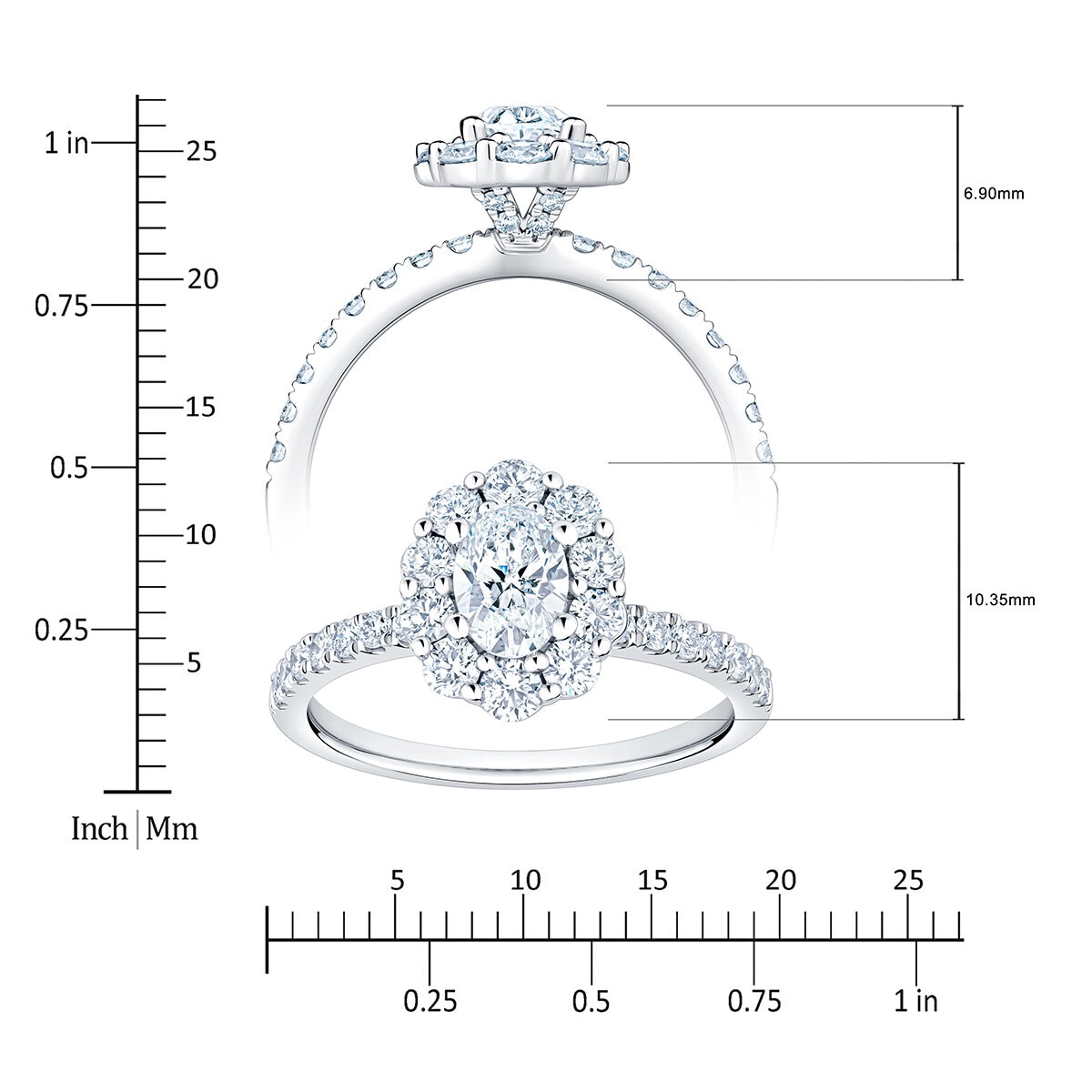 Anillo de Novia, 1.20ctw Diamantes, Oro Blanco 14kt