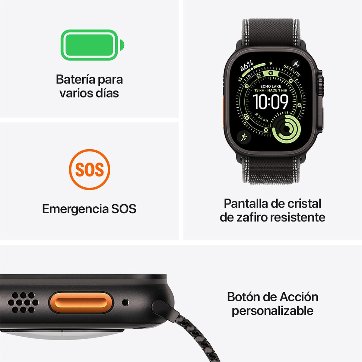 Apple Watch Ultra 3 (GPS + Celular) 49mm Titanio Negro + Correa Milanese Negro - Talla M Apple Watch Ultra 3 (GPS + Celular) 49mm Titanio Negro + Correa Milanese Negro - Talla M