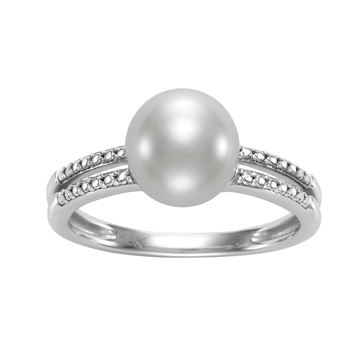 Anillo de Perla Cultivada, Oro Blanco de 14K Anillo de Perla Cultivada, Oro Blanco de 14K