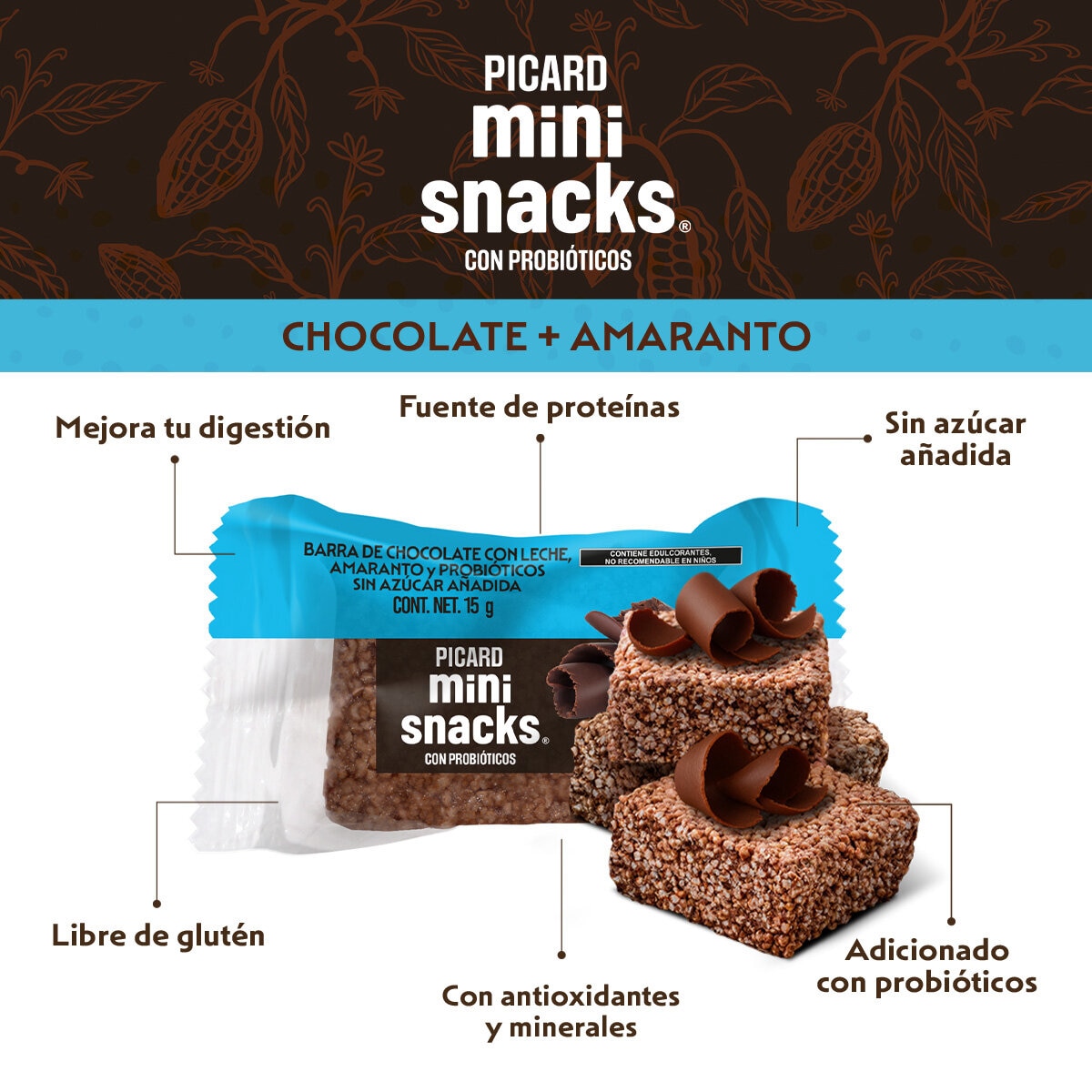 Picard Mini Snacks de Amaranto con Chocolate sin Azúcar 330 g Picard Mini Snacks de Amaranto con Chocolate sin Azúcar 330 g