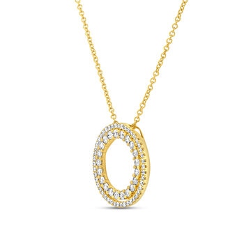 0.74ctw, Collar de Diamantes, Corte Redondo, Oro Amarillo de 14K