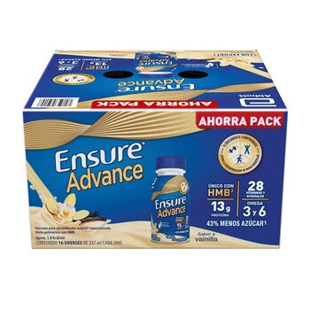 ensure advance suplemento alimenticio sabor vainilla 16 pzas de 237 ml