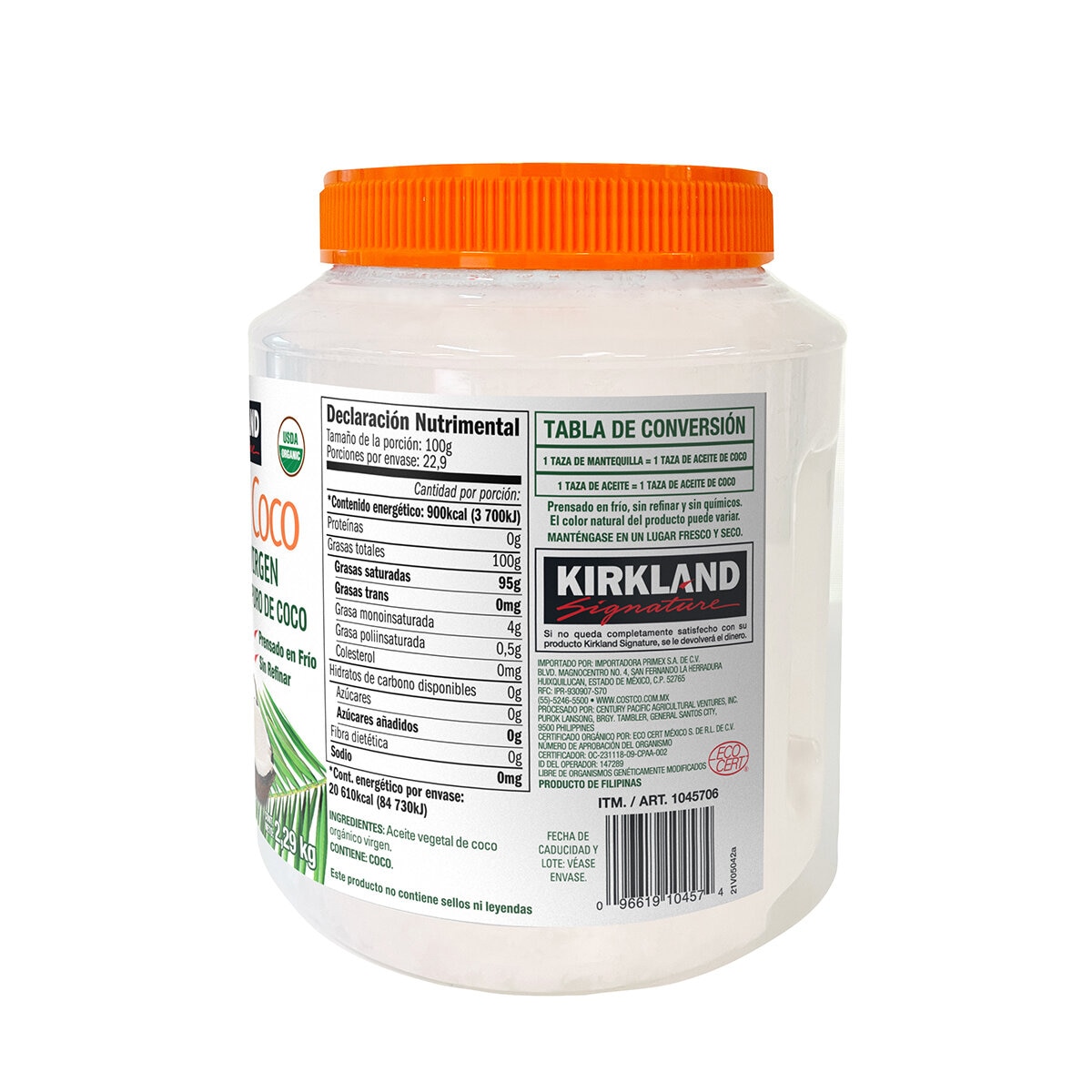 Comprar Aceite de Coco Virgen Orgánico Kirkland 2.48 L ⭐️ Que