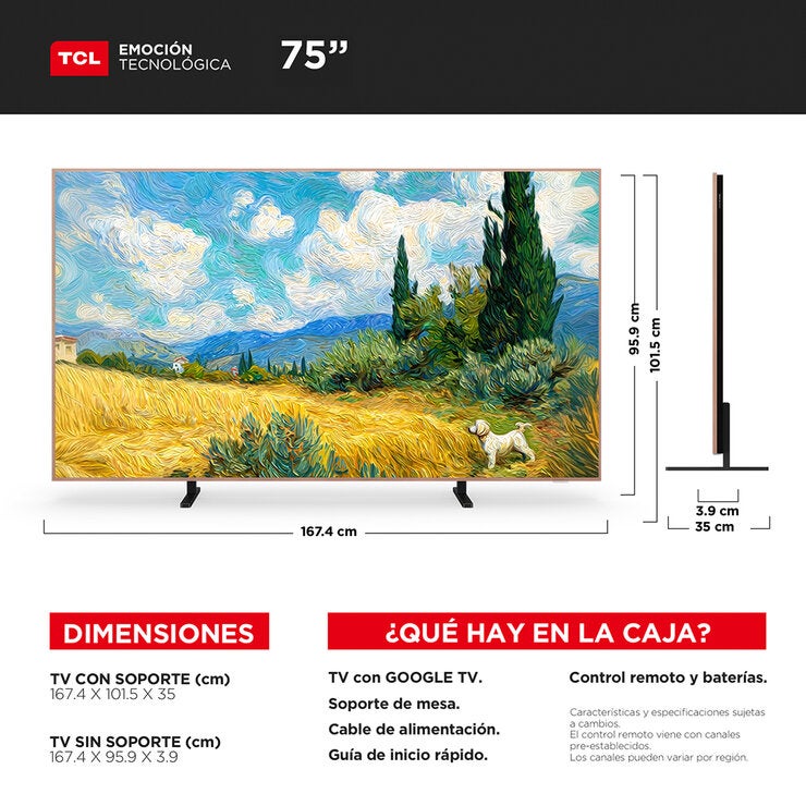 TCL Pantalla 75" QLED 4K NXTVISION Google TV TCL Pantalla 75" QLED 4K NXTVISION Google TV