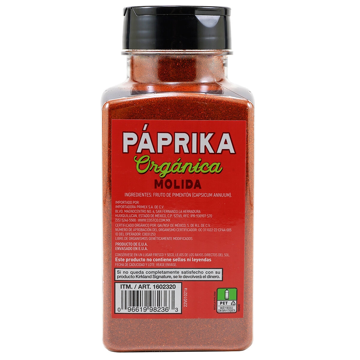Kirkland Signature Paprica Orgánica Molida 374 g Kirkland Signature Paprica Orgánica Molida 374 g