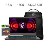 MSI Thin Gaming A15 Laptop 15.6" Full HD AMD Ryzen 5 16GB 512GB SSD + Mochila