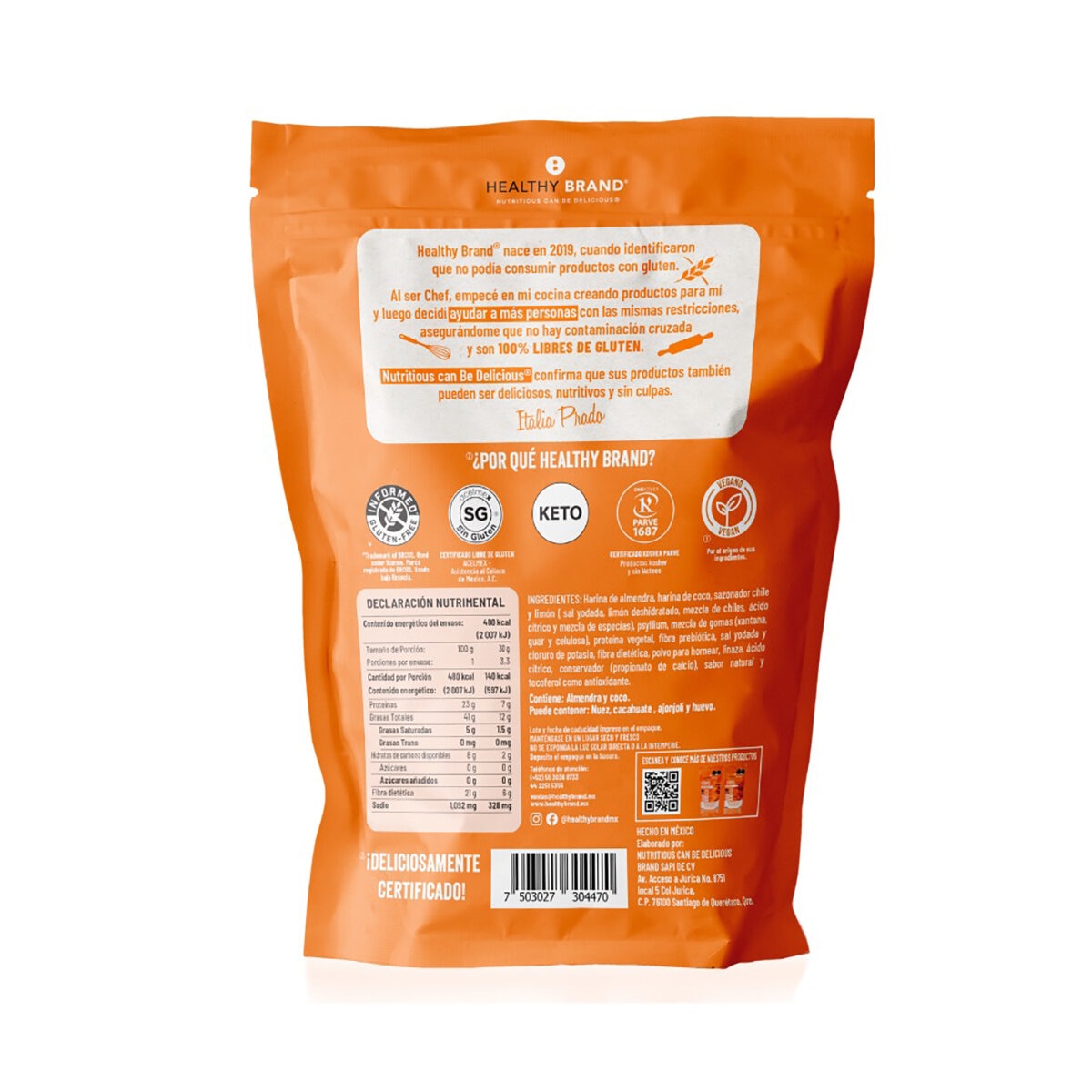 Healthy Brand Totopos Horneados Keto con Chile  y Limón 100 g