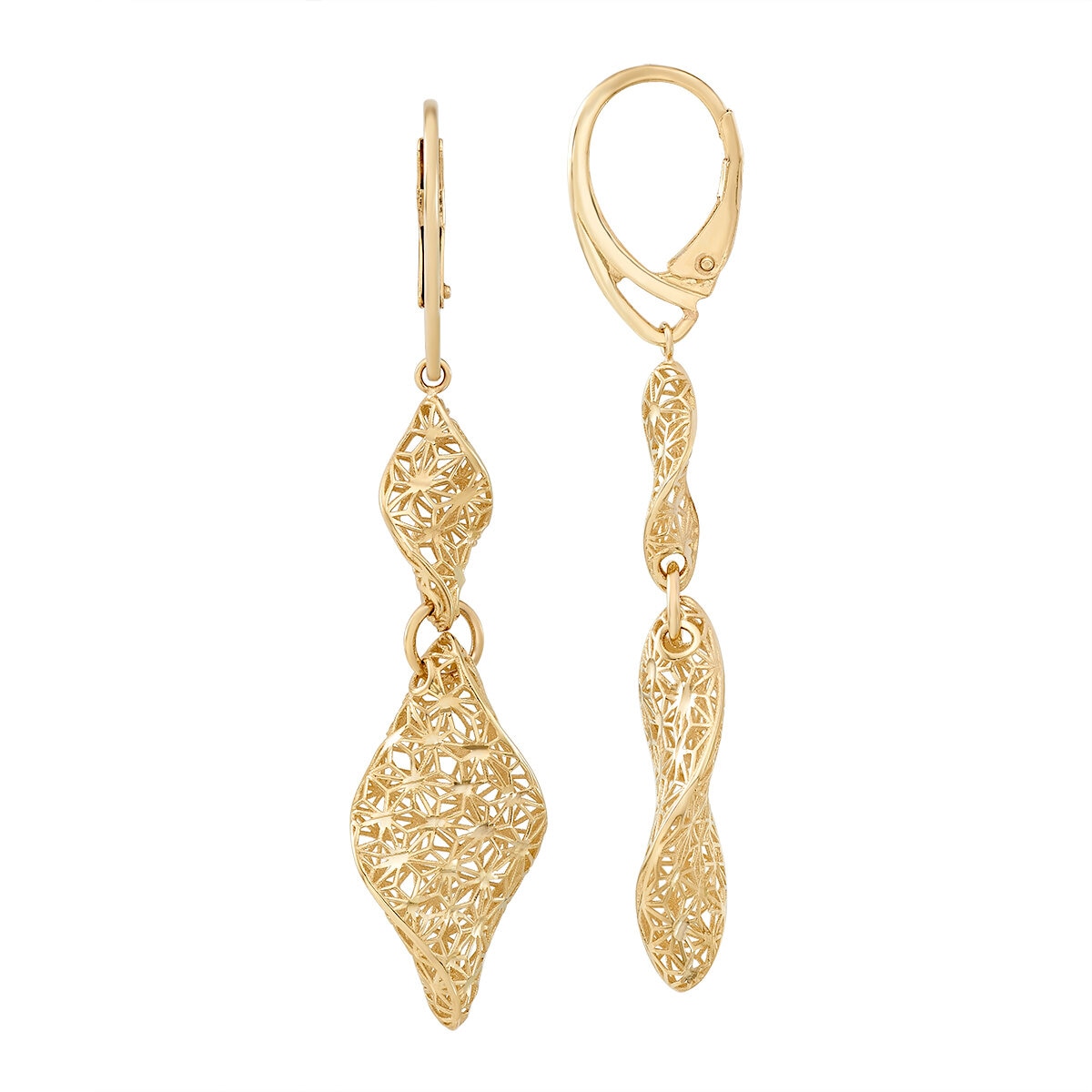 Aretes Colgantes, Oro Amarillo de 14K