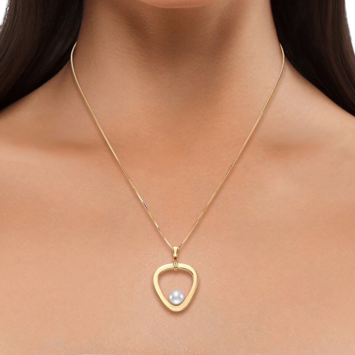 Dije de Perla Cultivada con Cadena 45.72cm, 8-8.5mm, Oro Amarillo de 14K Dije de Perla Cultivada con Cadena 45.72cm, 8-8.5mm, Oro Amarillo de 14K