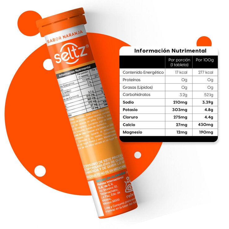 Seltz Eletrolitos 3 Tubos con 13 Tabletas Efervescentes c/u Sabor Naranja Seltz Eletrolitos 3 Tubos con 13 Tabletas Efervescentes c/u Sabor Naranja