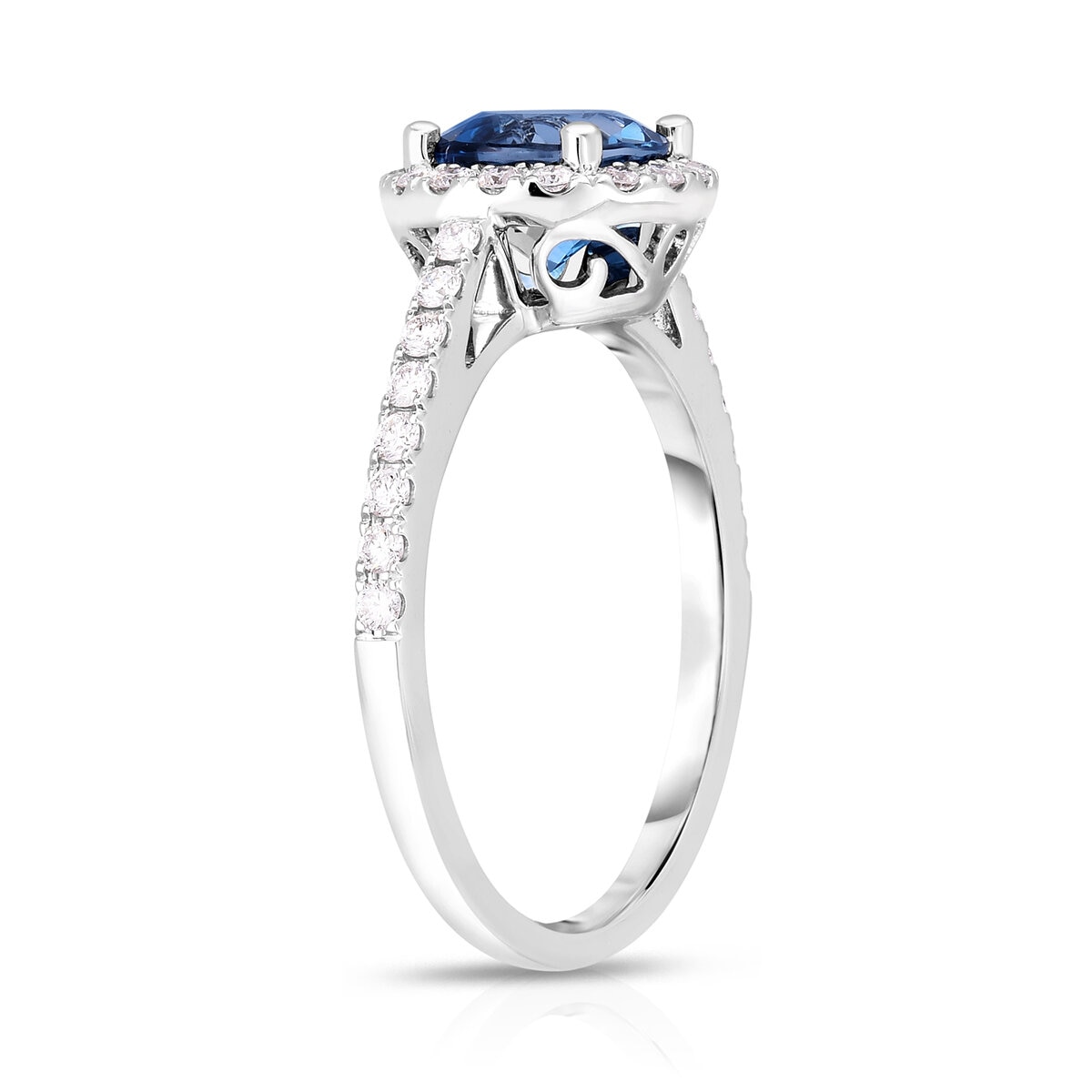 Anillo, Topacio Azul y Diamantes 0.35ctw, Oro Blanco de 14K Anillo, Topacio Azul y Diamantes 0.35ctw, Oro Blanco de 14K