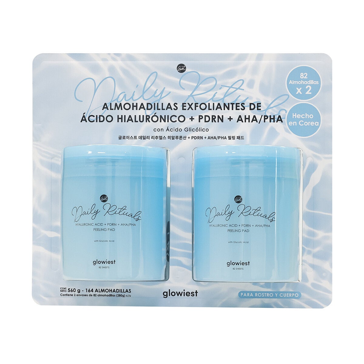 Glowiest Almohadillas Exfoliantes de Ácido Hialurónico + PDRN + AHA/PHA 2 Envases Glowiest Almohadillas Exfoliantes de Ácido Hialurónico + PDRN + AHA/PHA 2 Envases