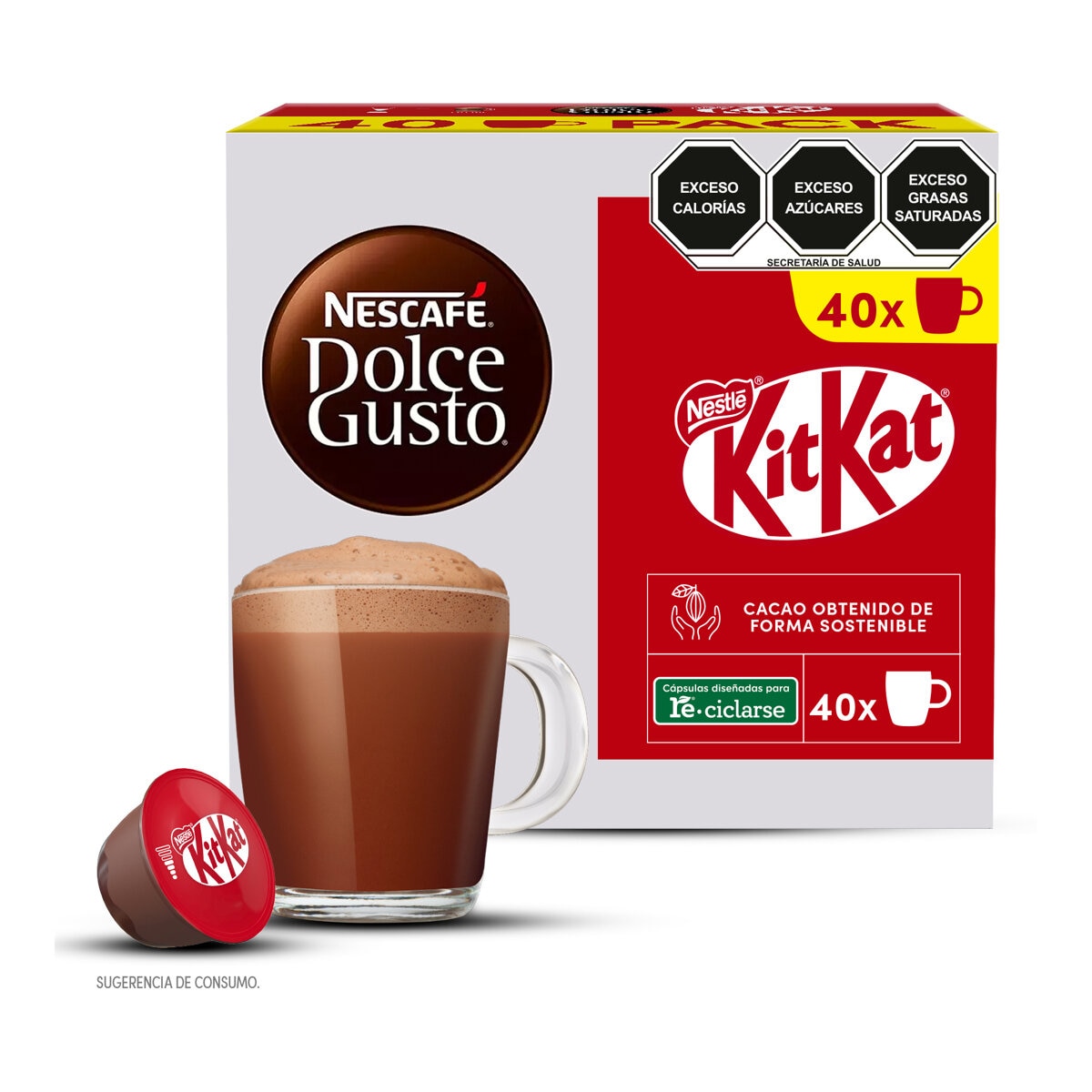 Nescafé Dolce Gusto, 40 cápsulas sabor chocolate KitKat Nescafé Dolce Gusto, 40 cápsulas sabor chocolate KitKat
