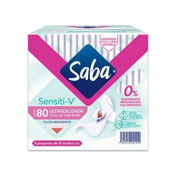 Saba Sensitiv Toallas Femeninas 80 pzas Saba Sensitiv Toallas Femeninas 80 pzas