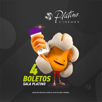 Cinemex Platino 4 Boletos de Cine