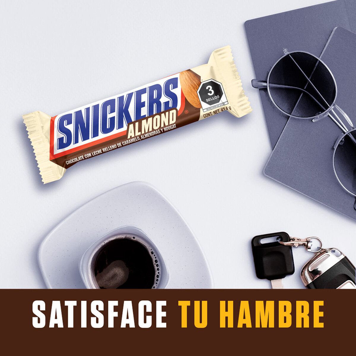 Snickers Almendra Barra de Chocolate con Leche 6 pzas de 43.4 g