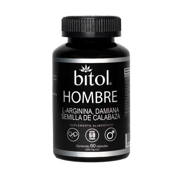 Bitol Hombre L-Arginina, Semilla de Calabaza, Damiana. Frasco con 60 Capsulas