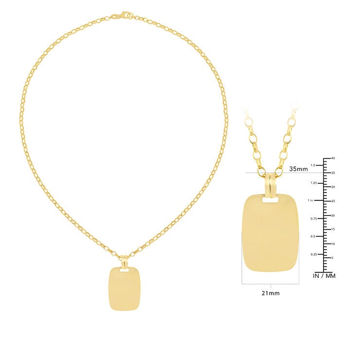 Dije Placa, Oro Amarillo 14K Dije Placa, Oro Amarillo 14K