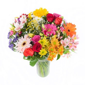 Bouquet mixto de 28 tallos en tonos primaverales Bouquet mixto de 28 tallos en tonos primaverales