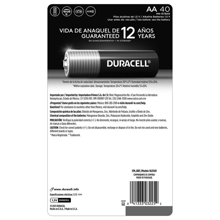 Duracell, Pilas AA Power Boost de 40 piezas Duracell, Pilas AA Power Boost de 40 piezas
