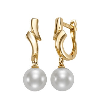 Aretes de Perlas Cultivadas Agua Dulce, 7.0-7.5mm, Oro Amarillo de 14K Aretes de Perlas Cultivadas Agua Dulce, 7.0-7.5mm, Oro Amarillo de 14K