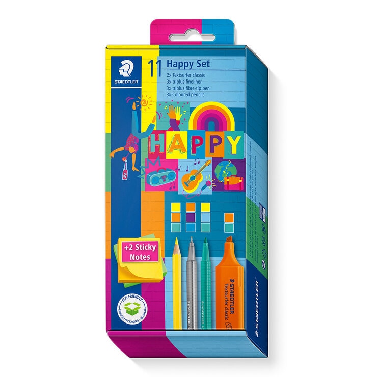 Staedtler Happy Set con 11 Piezas y Notas Autoadheribles Staedtler Happy Set con 11 Piezas y Notas Autoadheribles