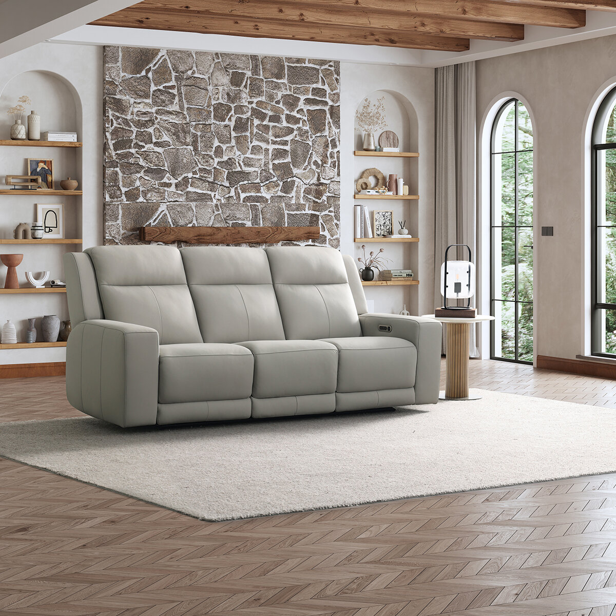 Simon Li Furniture, Sofá Reclinable de Piel con Sistema Eléctrico Simon Li Furniture, Sofá Reclinable de Piel con Sistema Eléctrico