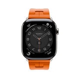 Apple Watch S10 Hermés (GPS + Cellular) Caja de titanio plata 46mm con Correa Kilim Simple Tour Naranja