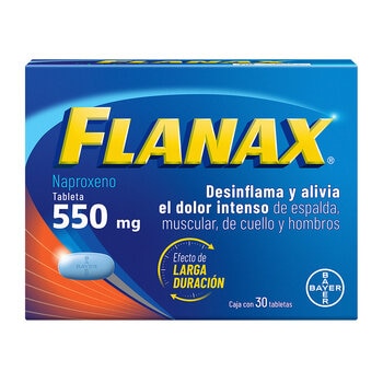 flanax naproxeno caja con 30 tabletas de 550mg c/u