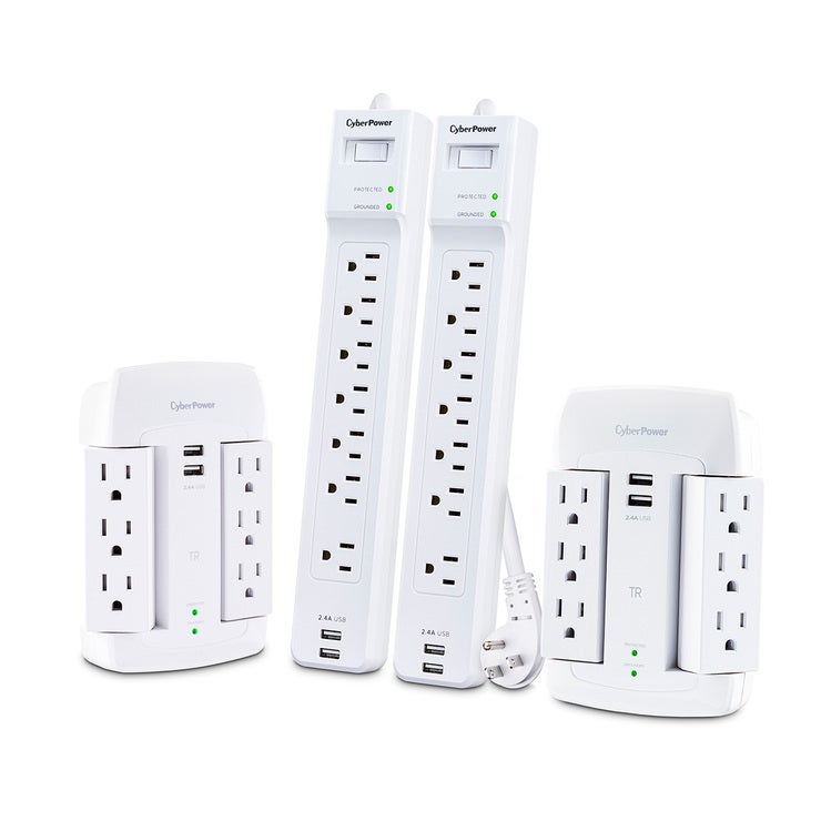 CyberPower, Supresores con Multicontactos, Cargador USB y Protección de Voltaje 4 Pack CyberPower, Supresores con Multicontactos, Cargador USB y Protección de Voltaje 4 Pack