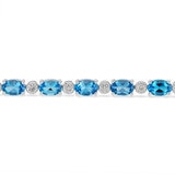 Pulsera de Topacio Azul y Diamantes 0.55ctw, Oro Blanco de 14K