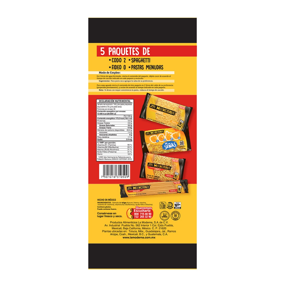 La Moderna Pastas Surtidas 20 pzas de 200 gr La Moderna Pastas Surtidas 20 pzas de 200 gr