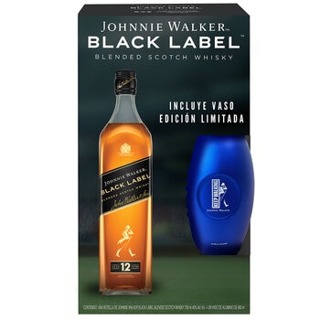 Whisky Johnnie Walker Black Label Blended Scotch 750ml + Vaso de Edición Limitada