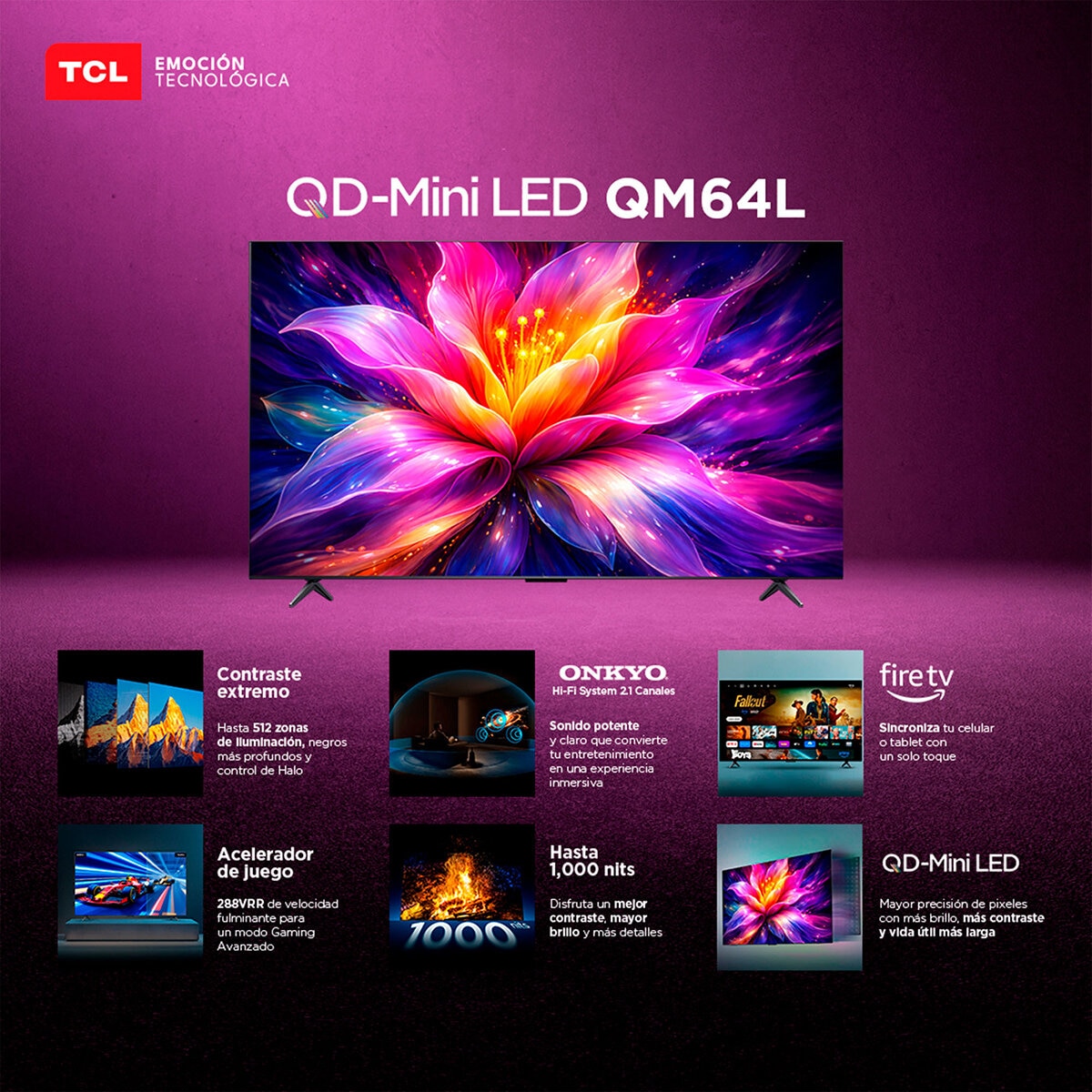 TCL Pantalla 65" Miniled 4K Fire TV TCL Pantalla 65" Miniled 4K Fire TV