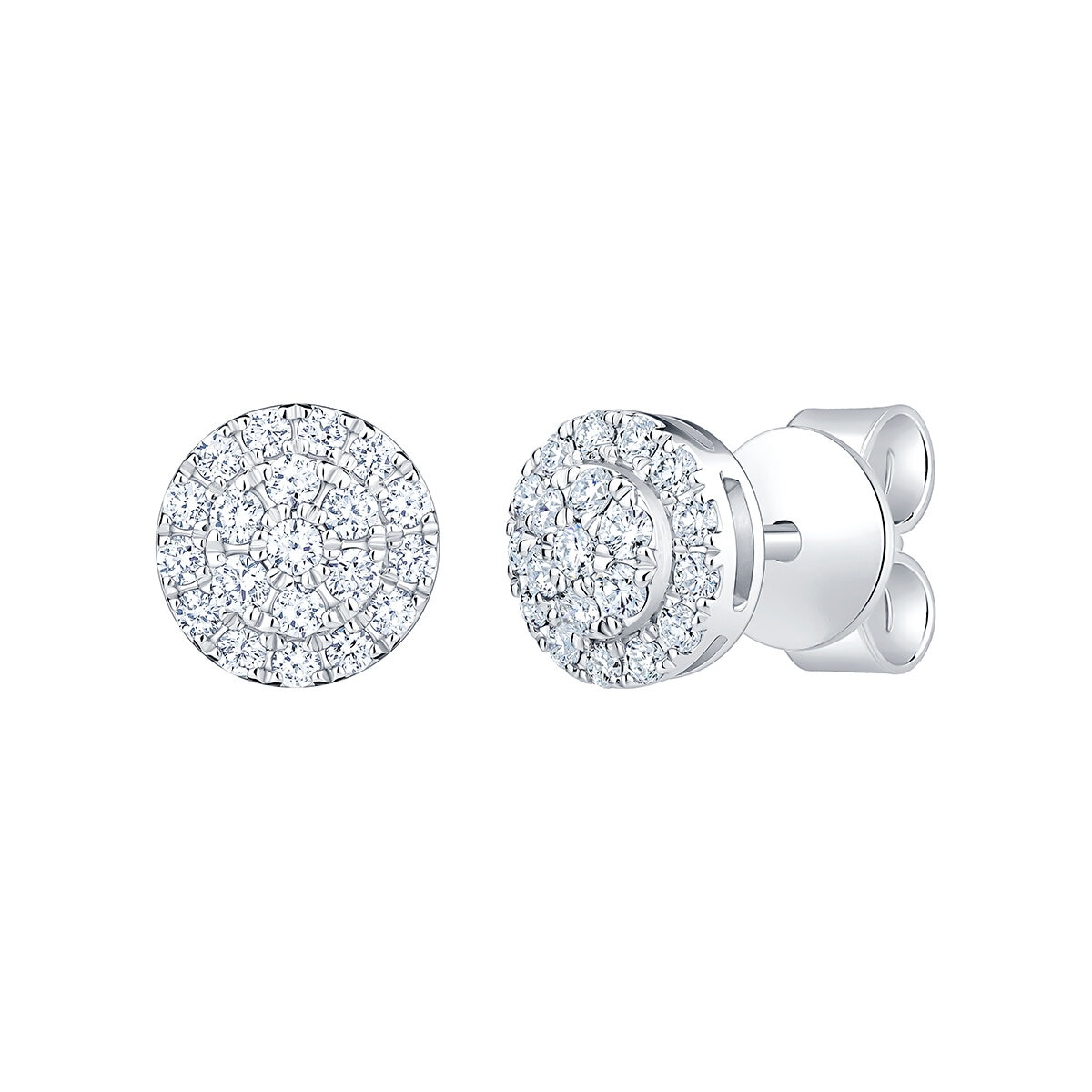 Aretes de Diamantes, 0.30ctw, Corte Redondo, Oro Blanco de 14Kt