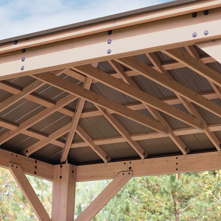 Yardistry Pérgola de Madera con Techo de Aluminio de 3.7m x 4.9m Yardistry Pérgola de Madera con Techo de Aluminio de 3.7m x 4.9m