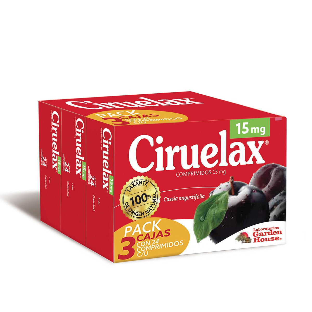 Ciruelax Laxante Comprimidos 15mg 3 cajas de 24