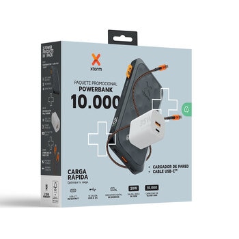 Xtorm 3 Pack, Batería 10000 mAh, Cable USB-C y Cargador de pared de 35W