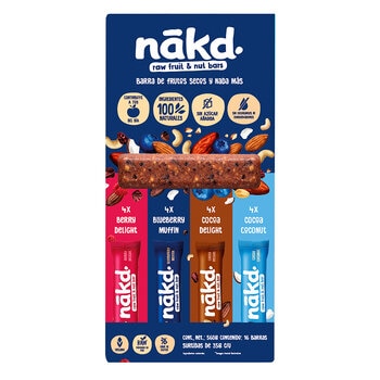 nakd barras de frutos secos 16 pzas de 35 g