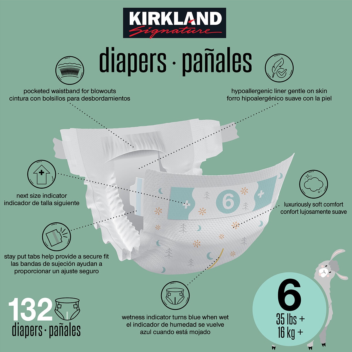 Kirkland Signature Pañales Etapa 6 Unisex 132 pzas Kirkland Signature Pañales Etapa 6 Unisex 132 pzas