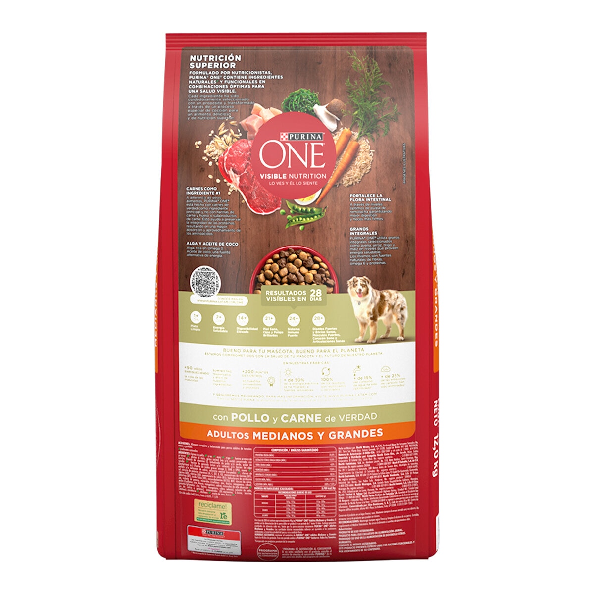 Purina One Alimento para Perro Adulto con Pollo y Carne 12 kg