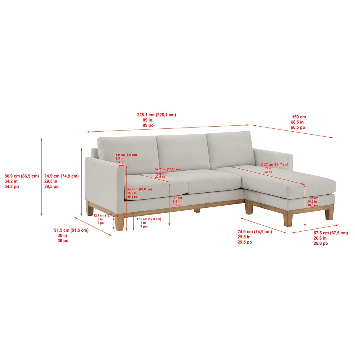 Thomasville, Sofá de Tela con Chaise Reversible